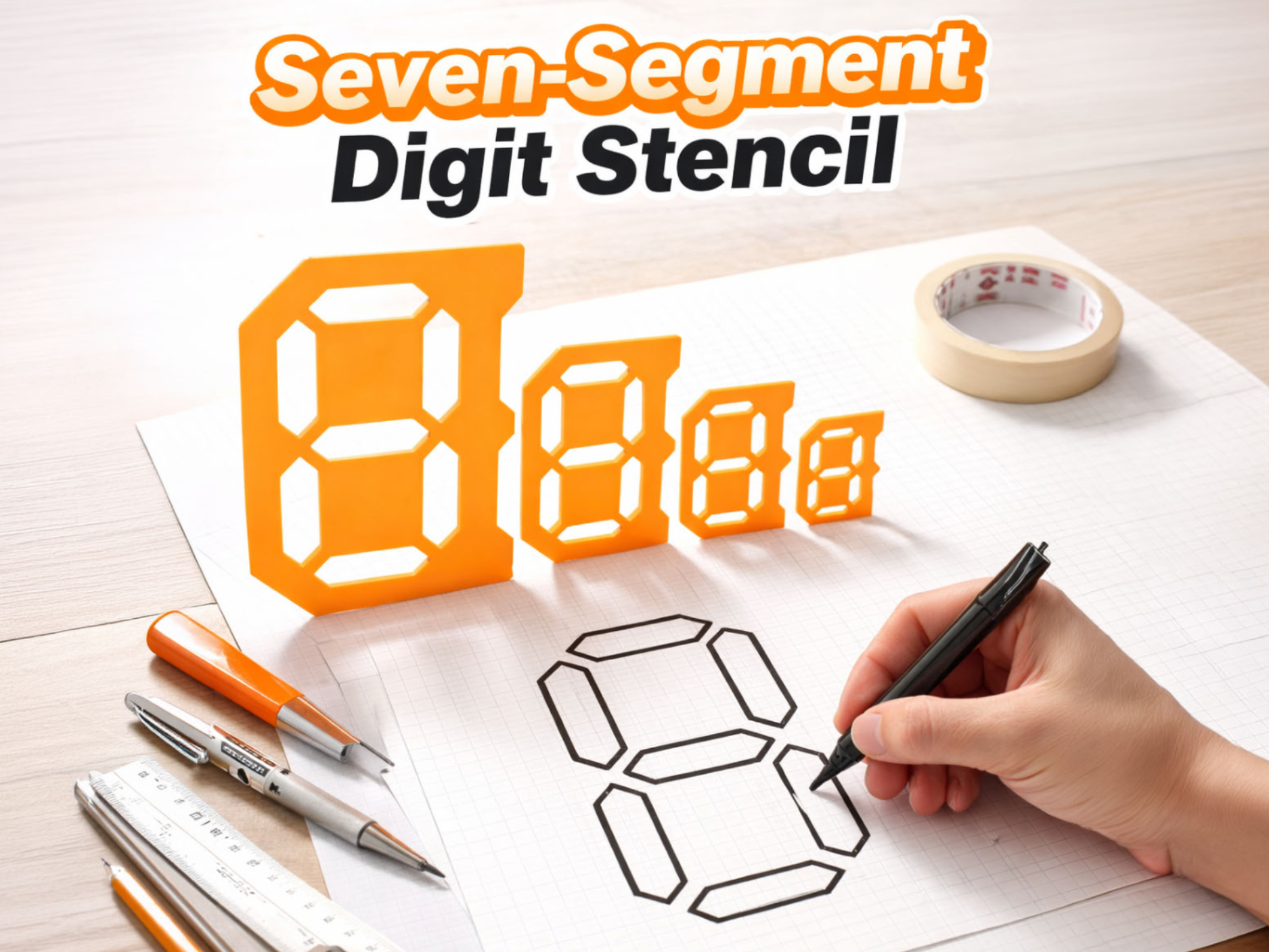 Seven-Segment Digit Stencil Template