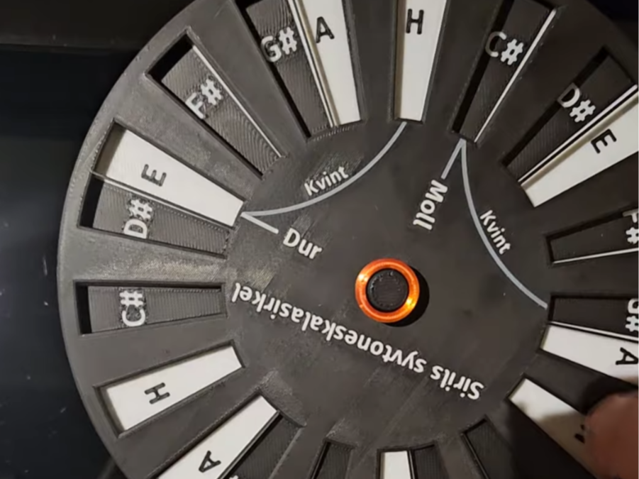 Scale wheel for teaching piano scales and chords