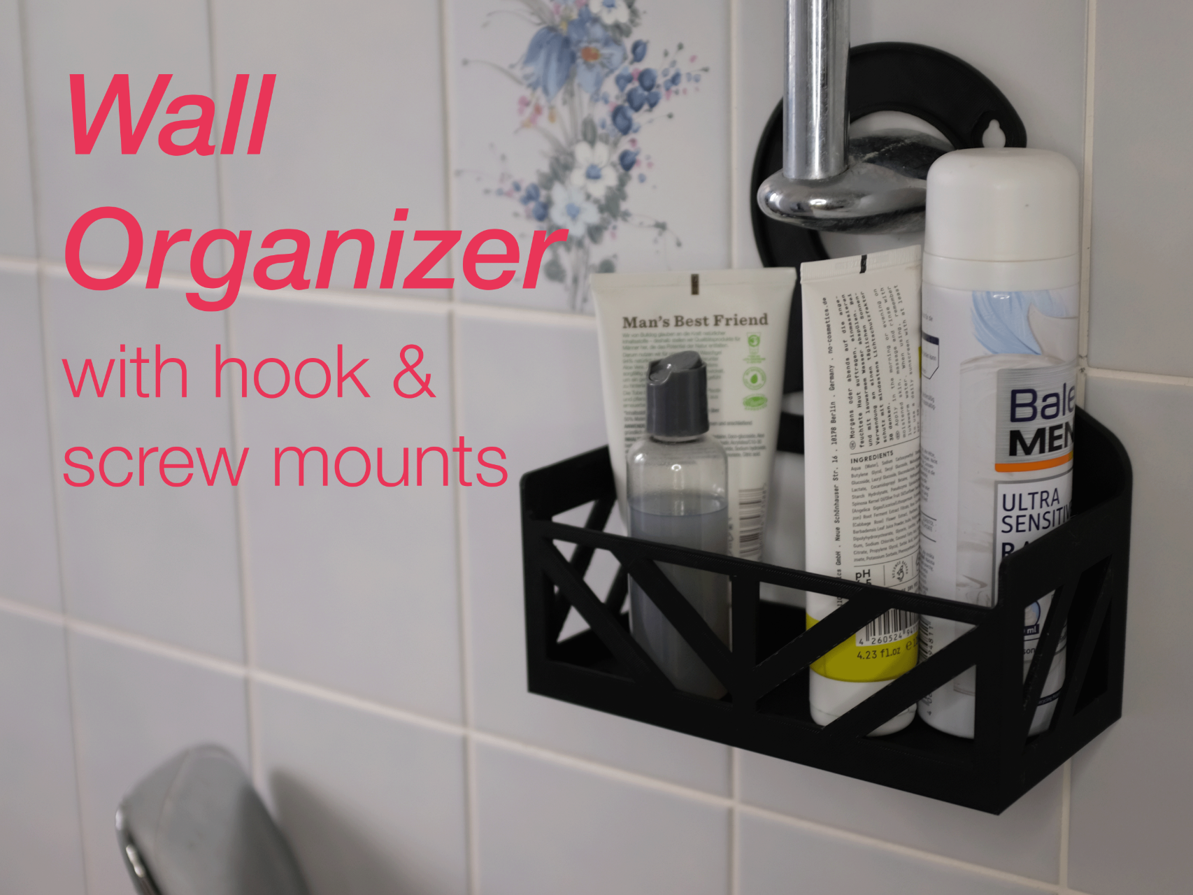 Wall Organizer with Hook Slot & Screw Mounts
