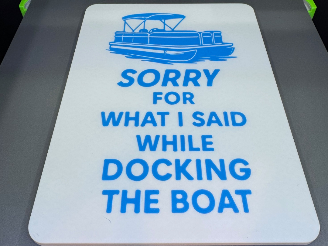 Sorry for what I said while docking the boat sign