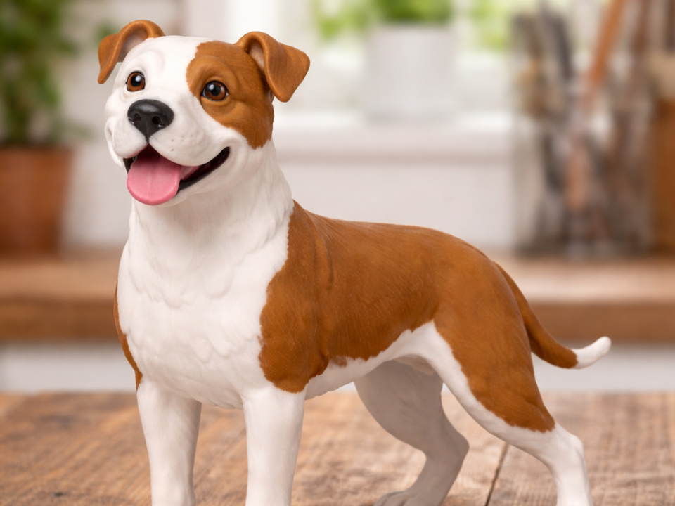 Pitbull Dog Figurine 10cm – Cute Puppy