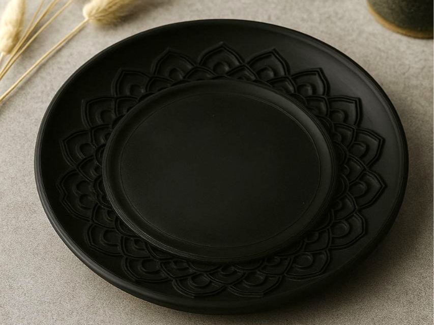 Moroccan Style Serving Tray with Ornamental Border
