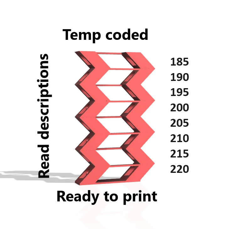 Temp tower ZIG-ZAG PLA from 185 to 220