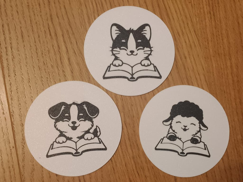 Cup/mug coasters - reading animals sheep dog cat