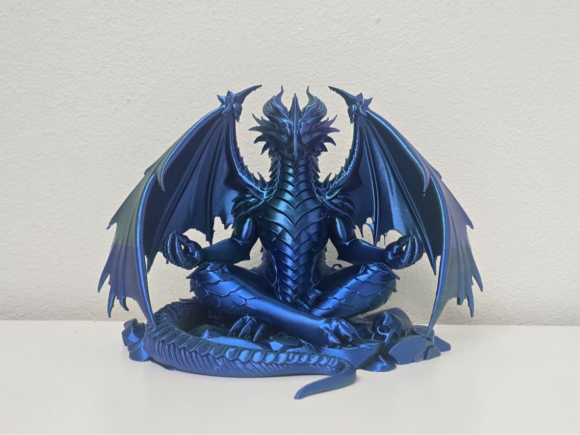 Meditating Zen Dragon - Silk Blue Edition