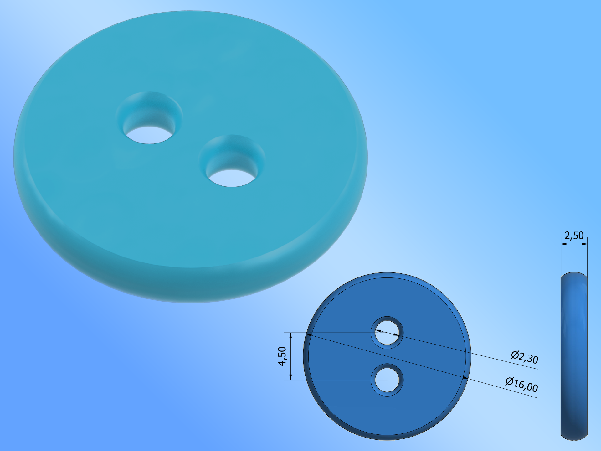 Simple shirt buttons 16 x 2.5 mm