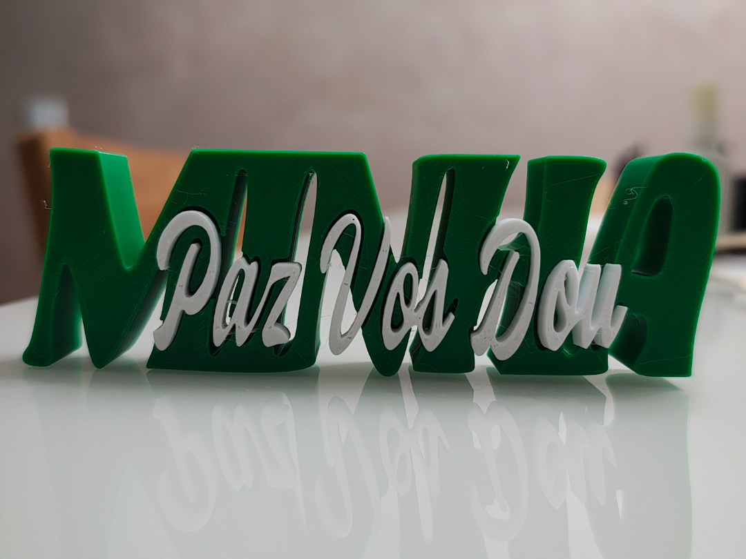 Paz Vos Dou Frase Bicolor em 3D Decoração