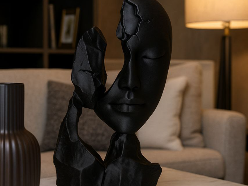 Fragmented Silence — Abstract Face Sculpture
