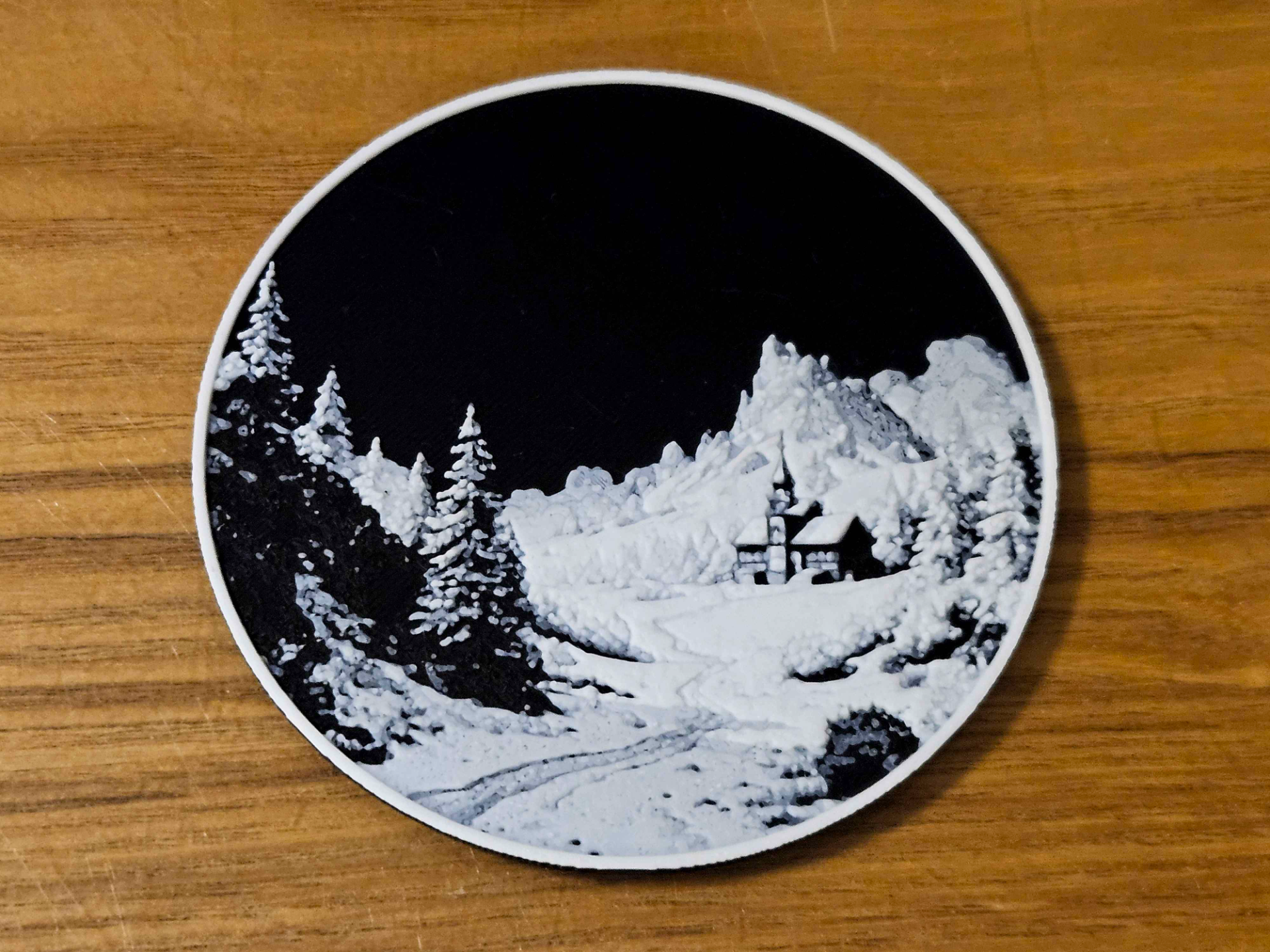 Snowy Countryside at Night - Coaster