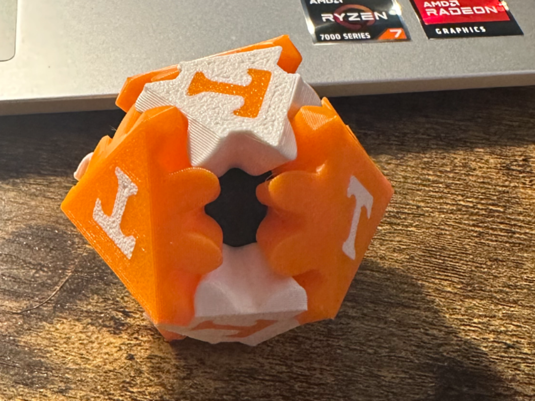 Icosahedron Gears Fidget Toy - UT Vols Remix