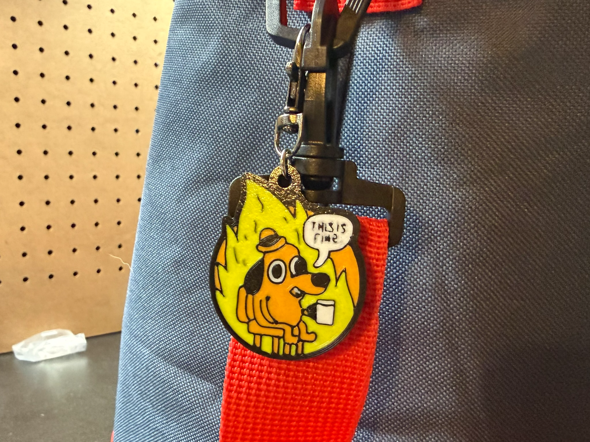 This is Fine meme Keychain or Bag Clip