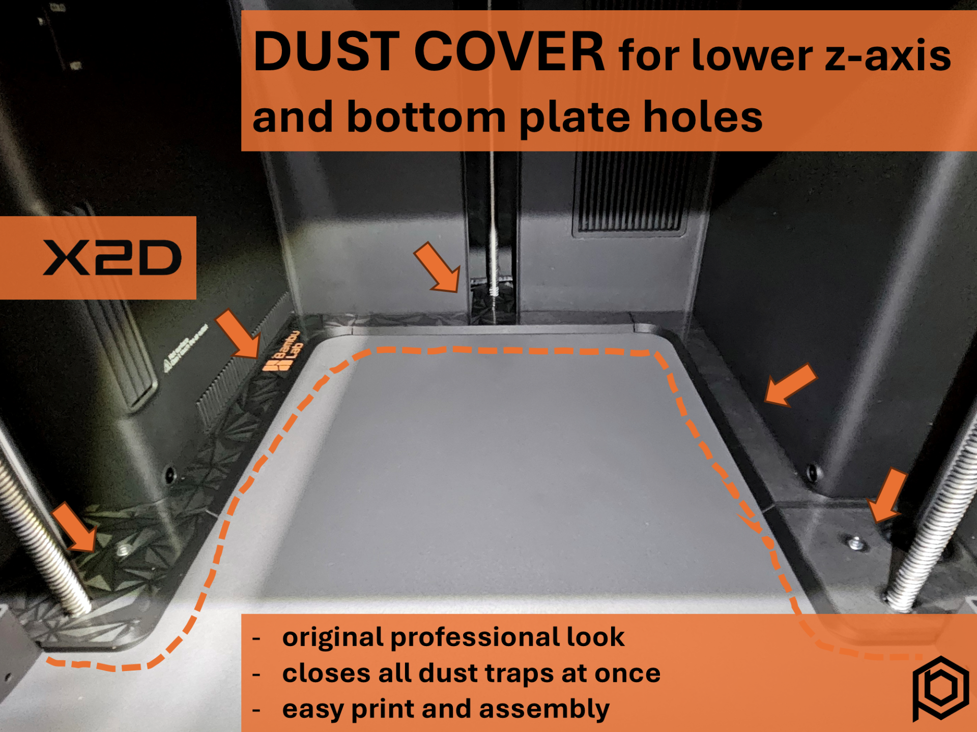 X2D Dust-Cover Bodenplatte + Z-Achsen Cover unten