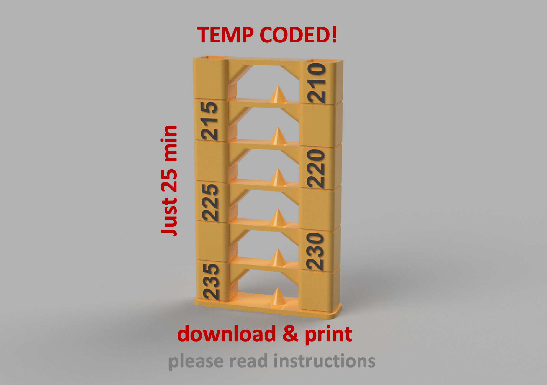 PLA silk temp tower 25 min, 210 - 235°C