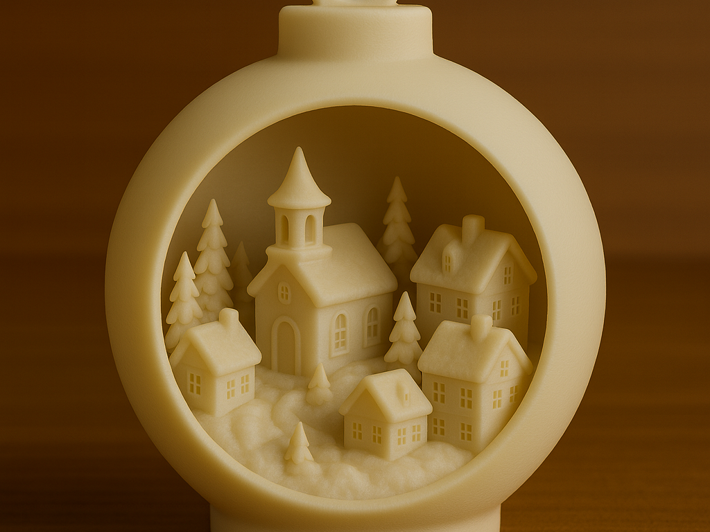 a snow-covered winter ornament