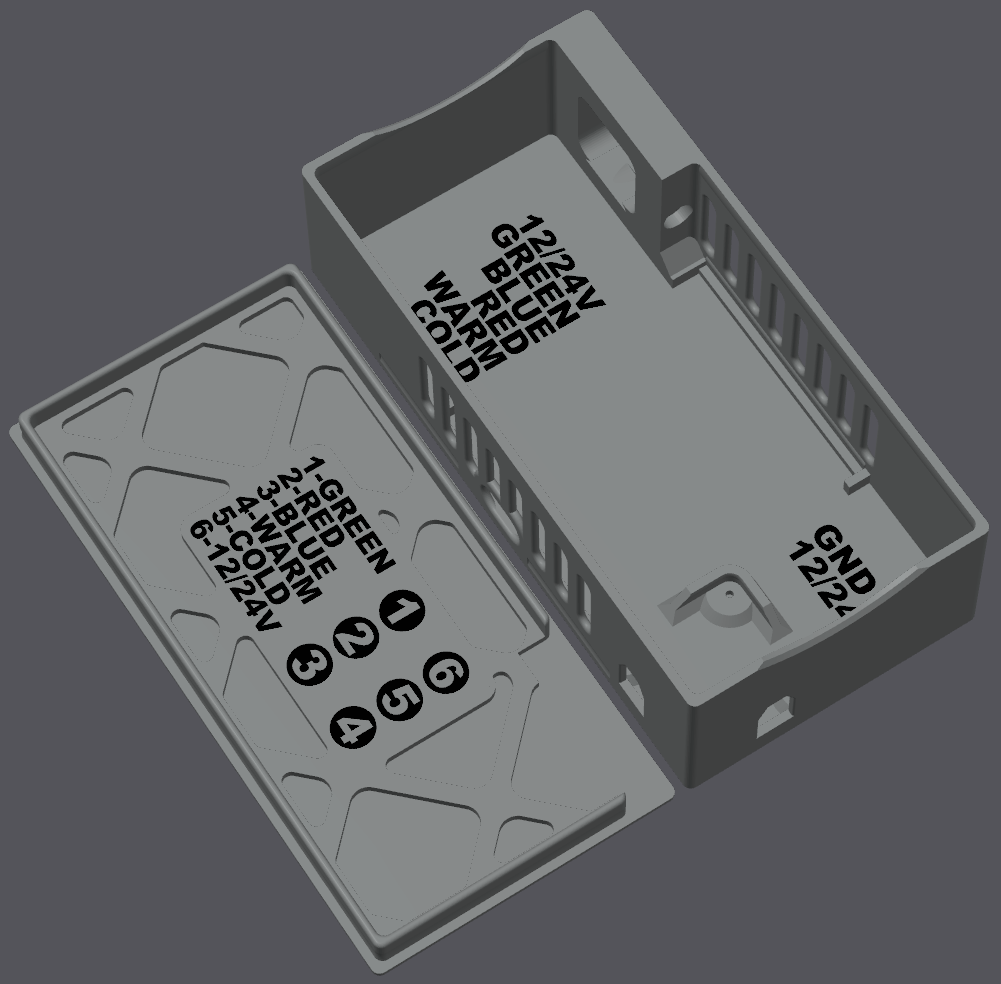 BL LED case with power tap and 6-pin DT connector 