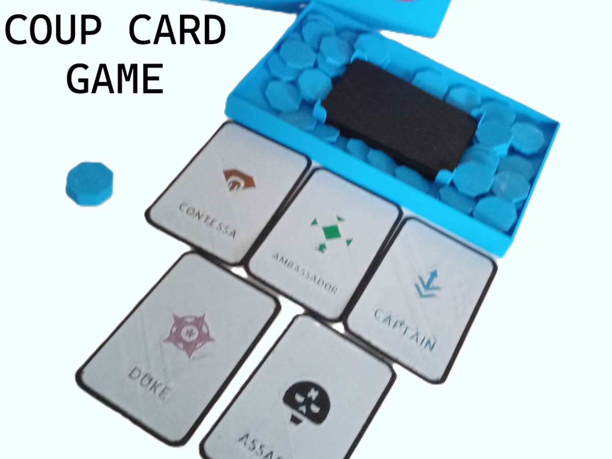 Fully 3D printed waterproof Coup, the card game