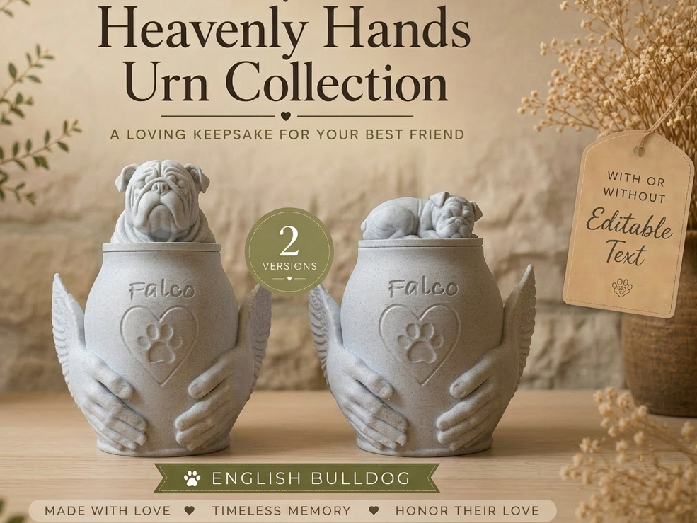 English Bulldog Heavenly Hands Urn Collection