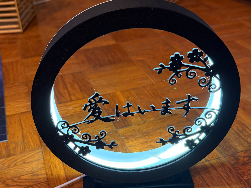 LED Ring Lampe v3 inkl. Rahmen mit Schrift Motiv