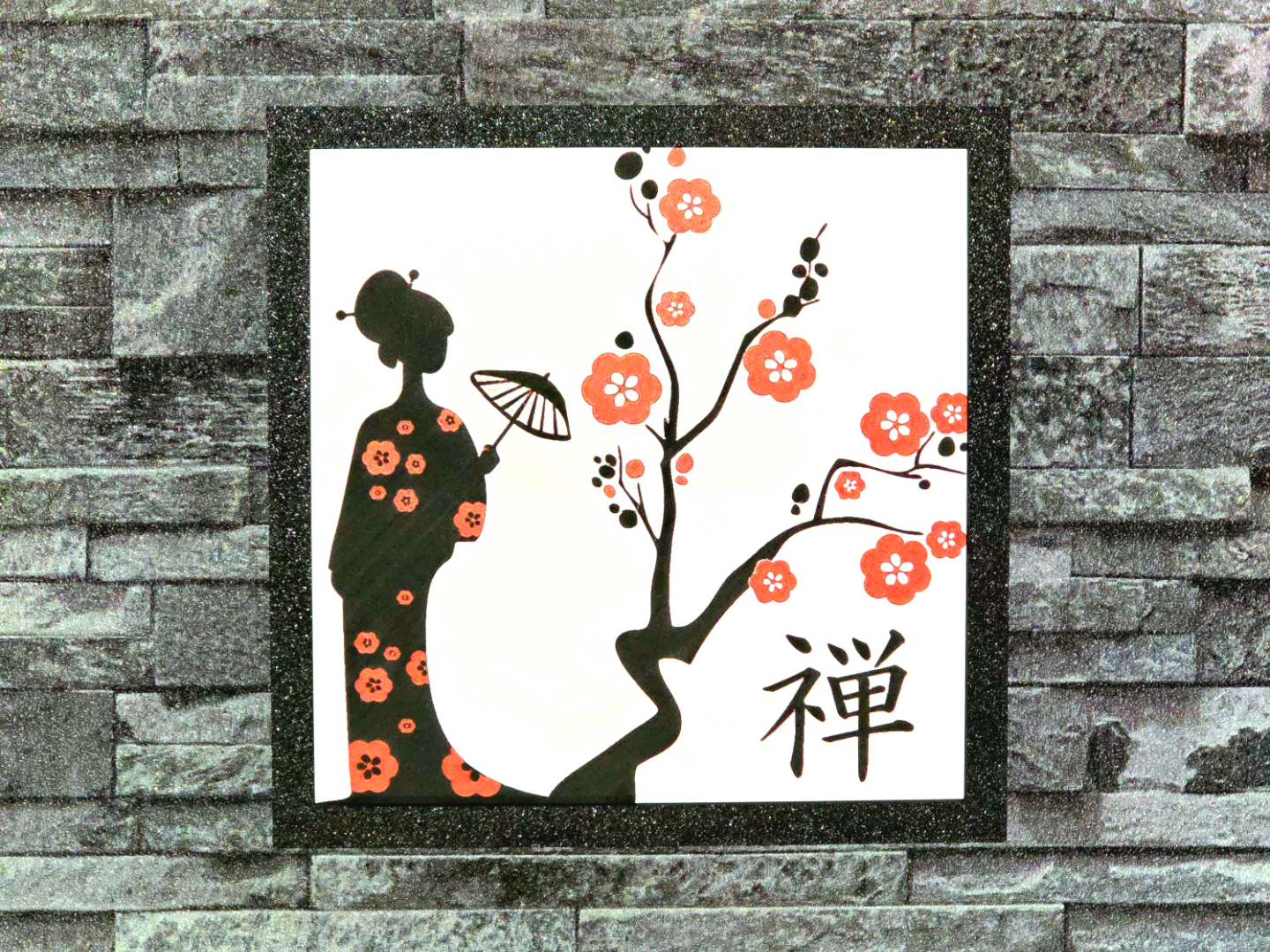 Hueforge Woman Asian Zen Flowers Red 3 colors