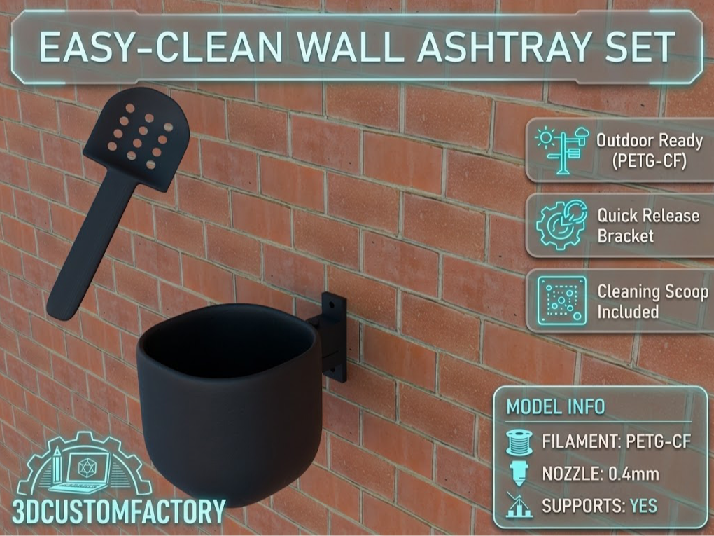 Easy-Clean Wall Ashtray Set