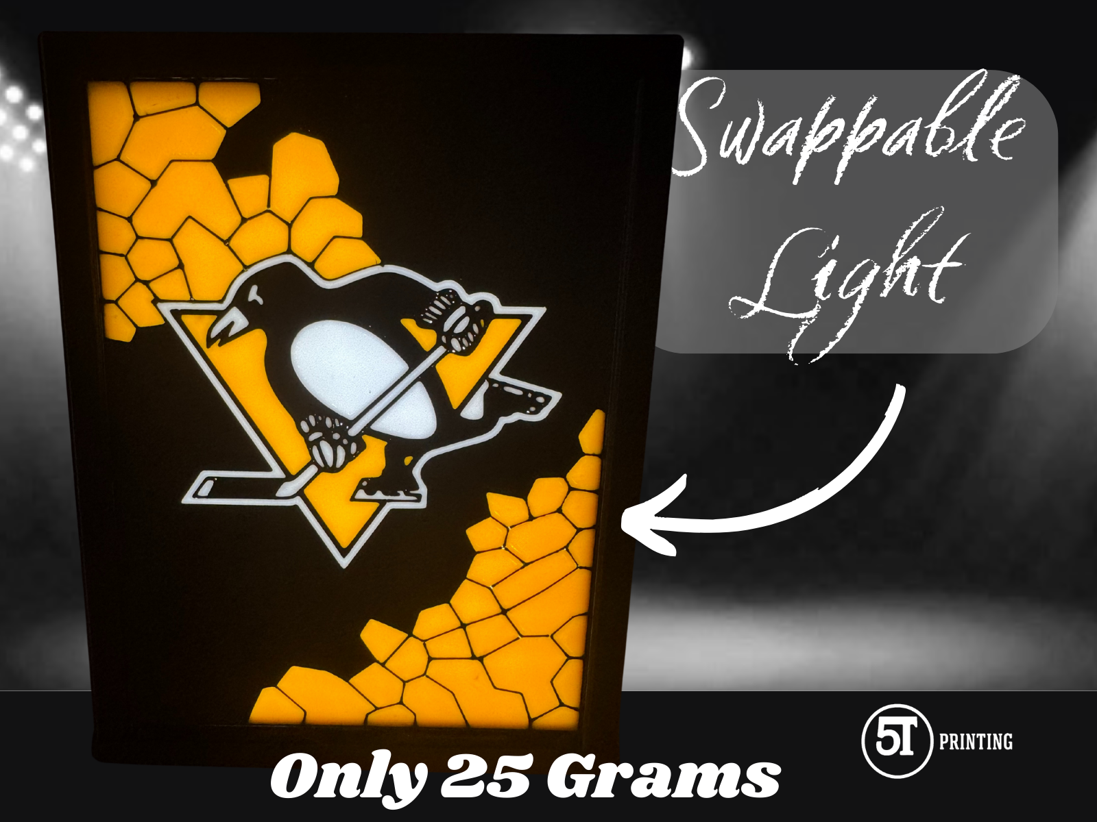 Pittsburgh Penguins light (swappable glass)