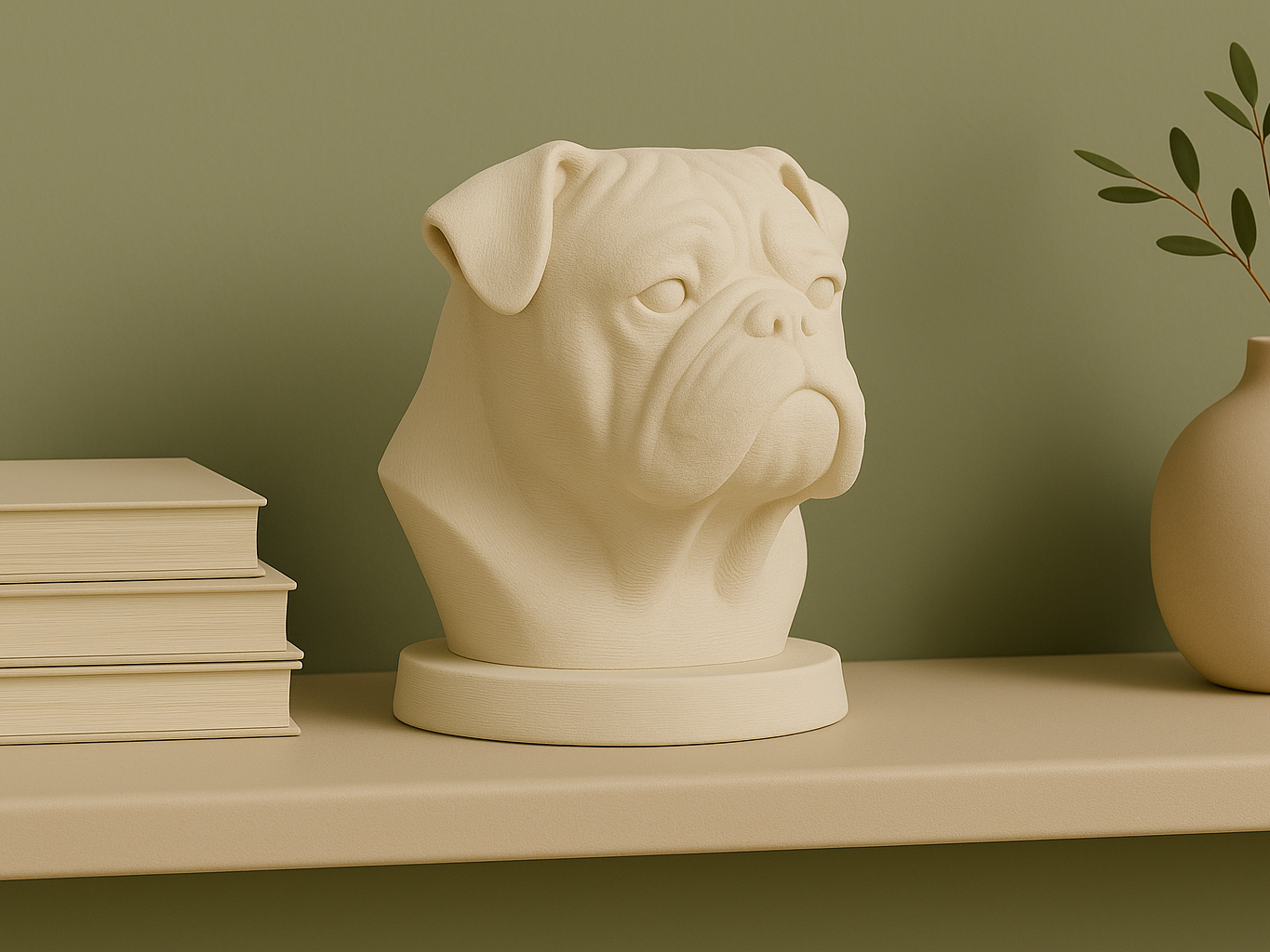 English Bulldog – 3D Printable Dog Bust