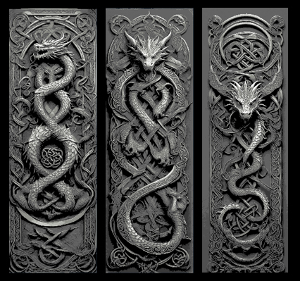 Celtic Dragon Knot Designs - Set of 3 Bookmarks