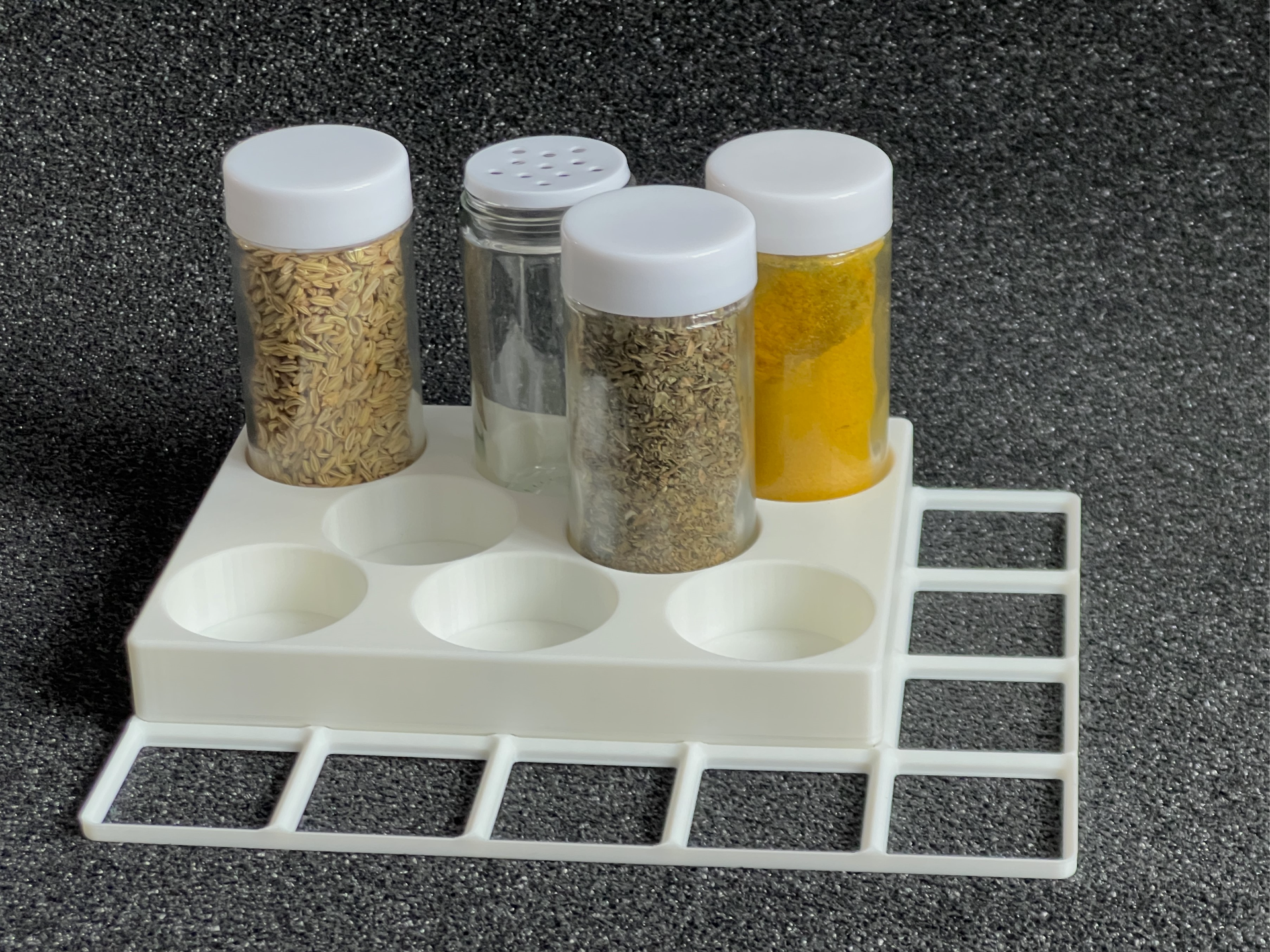 Gridfinity Spice Rack for 8x 44mm Glass Spice jars