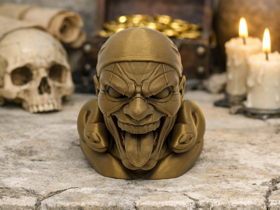 Daemongauner Bueste mit Zunge und Grinsen