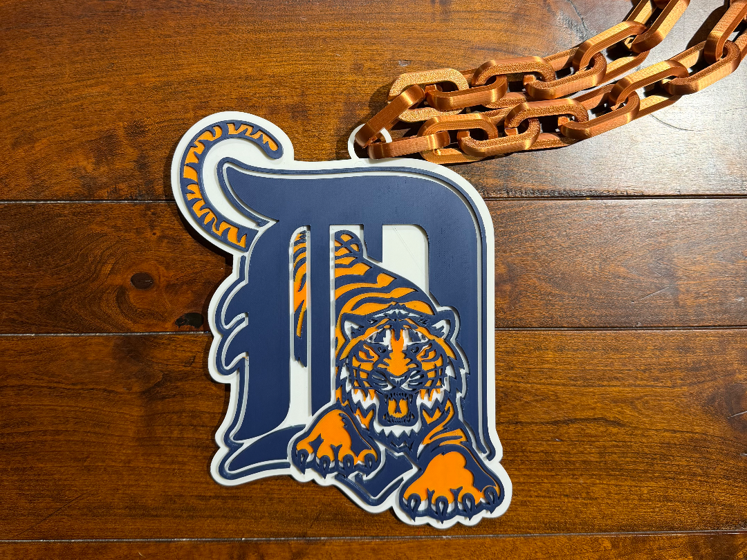 Retro Detroit Tigers Oversized Necklace Logo