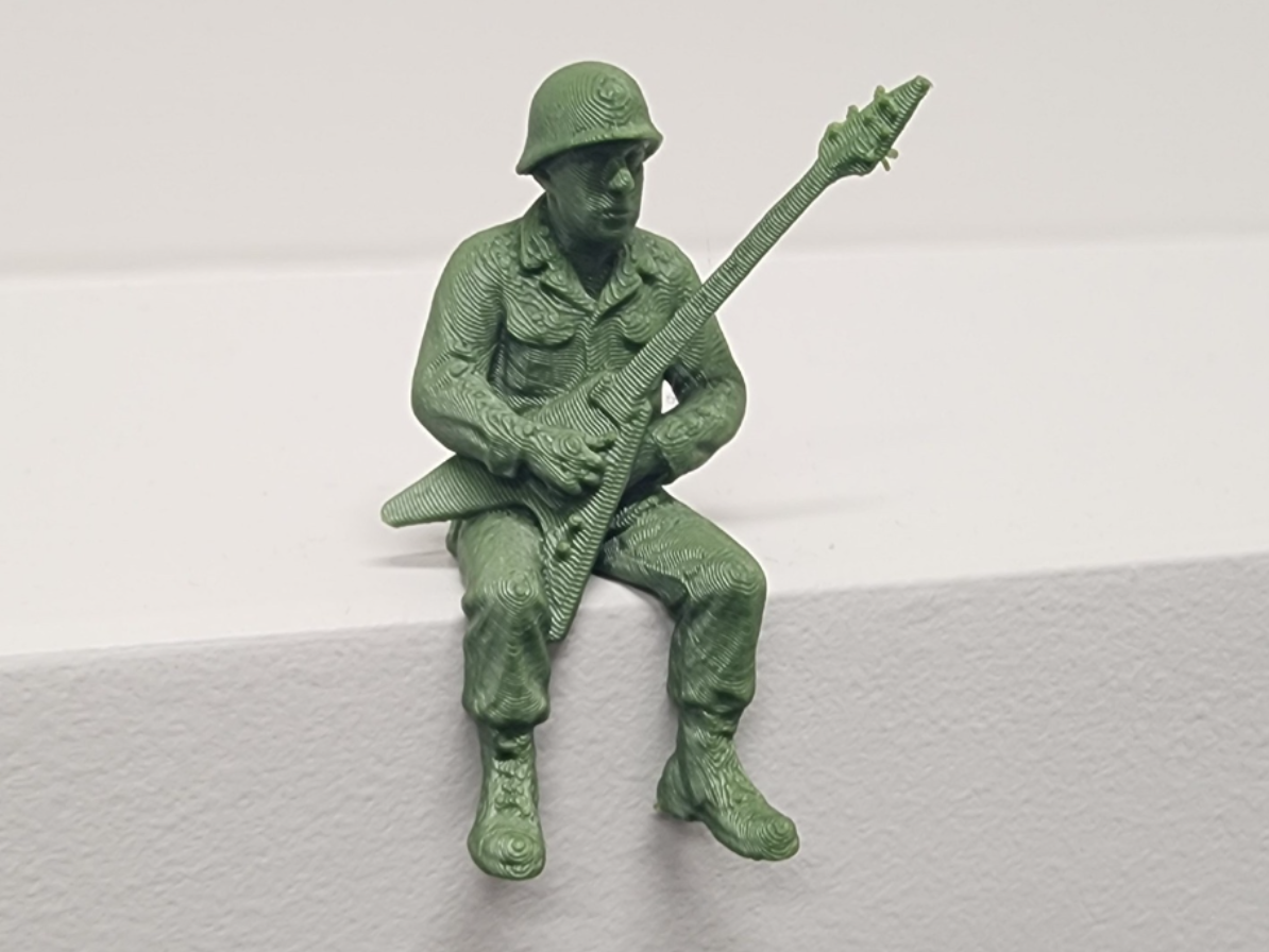 Seated Green Army Soldier Gibson Flying V Guitar