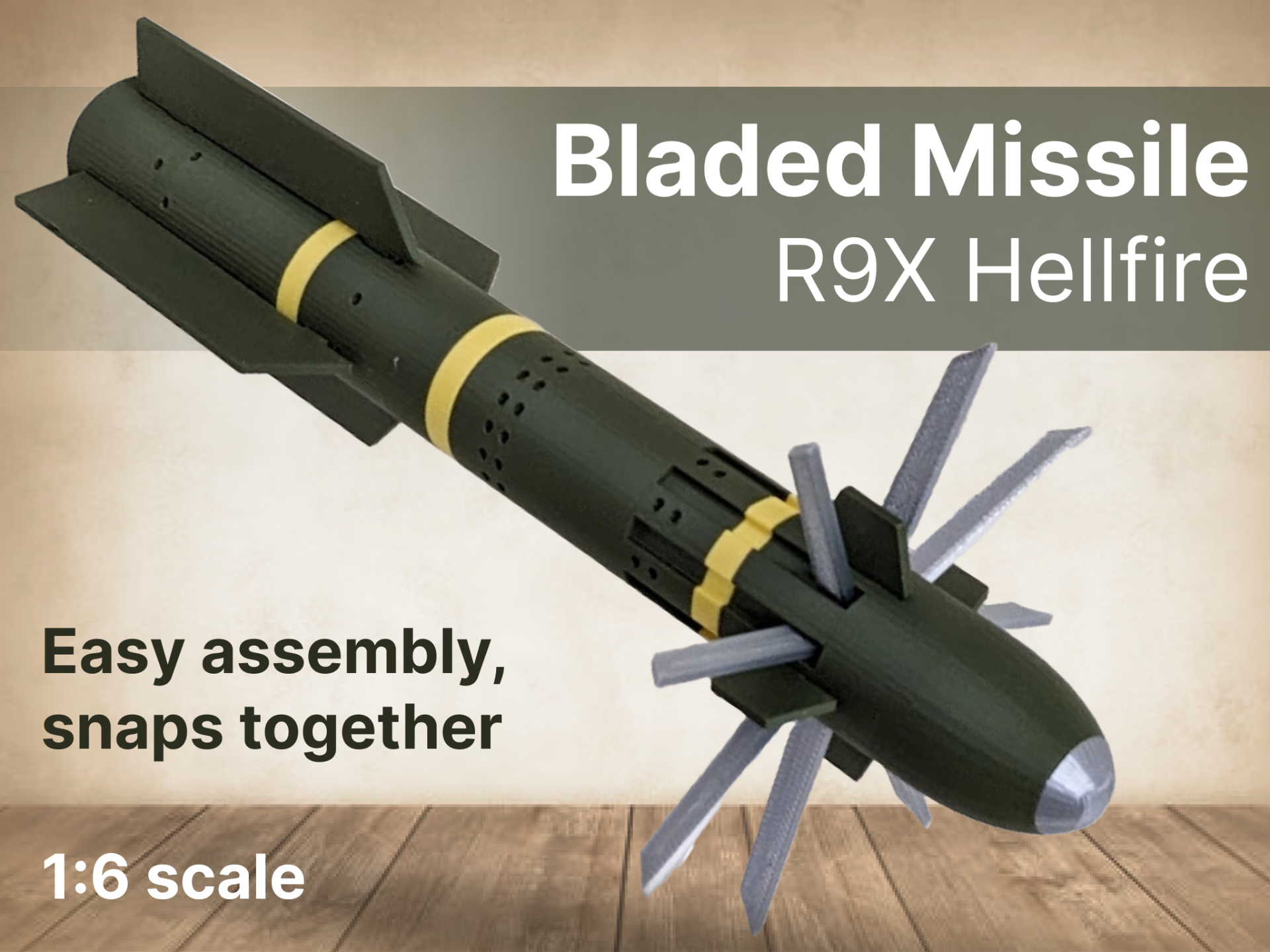 Hellfire R9X Missile with Kinetic Blades (1:6)
