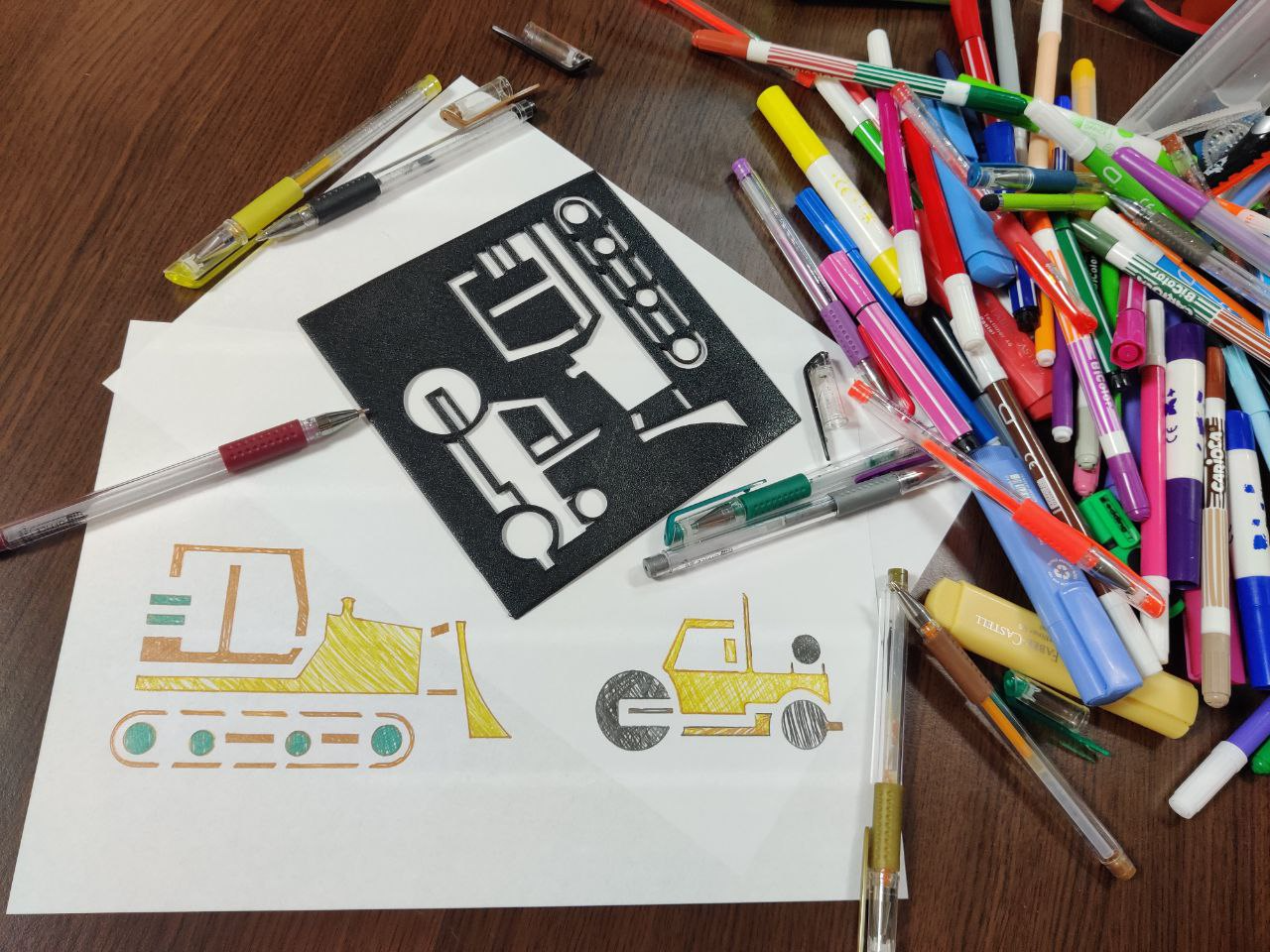 Bulldozer and Compactor Stencil