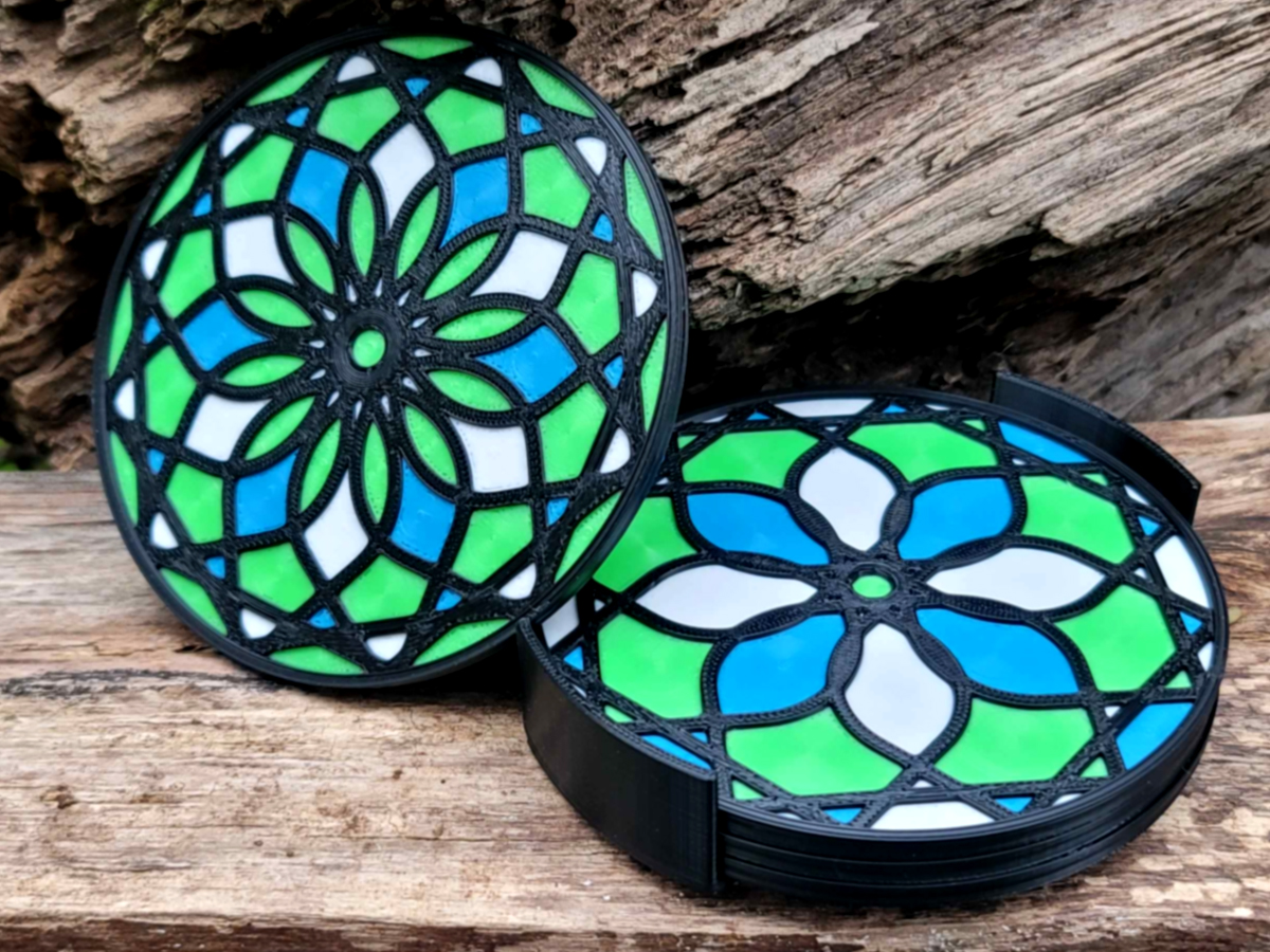Stained Glass Inspired Coaster Set