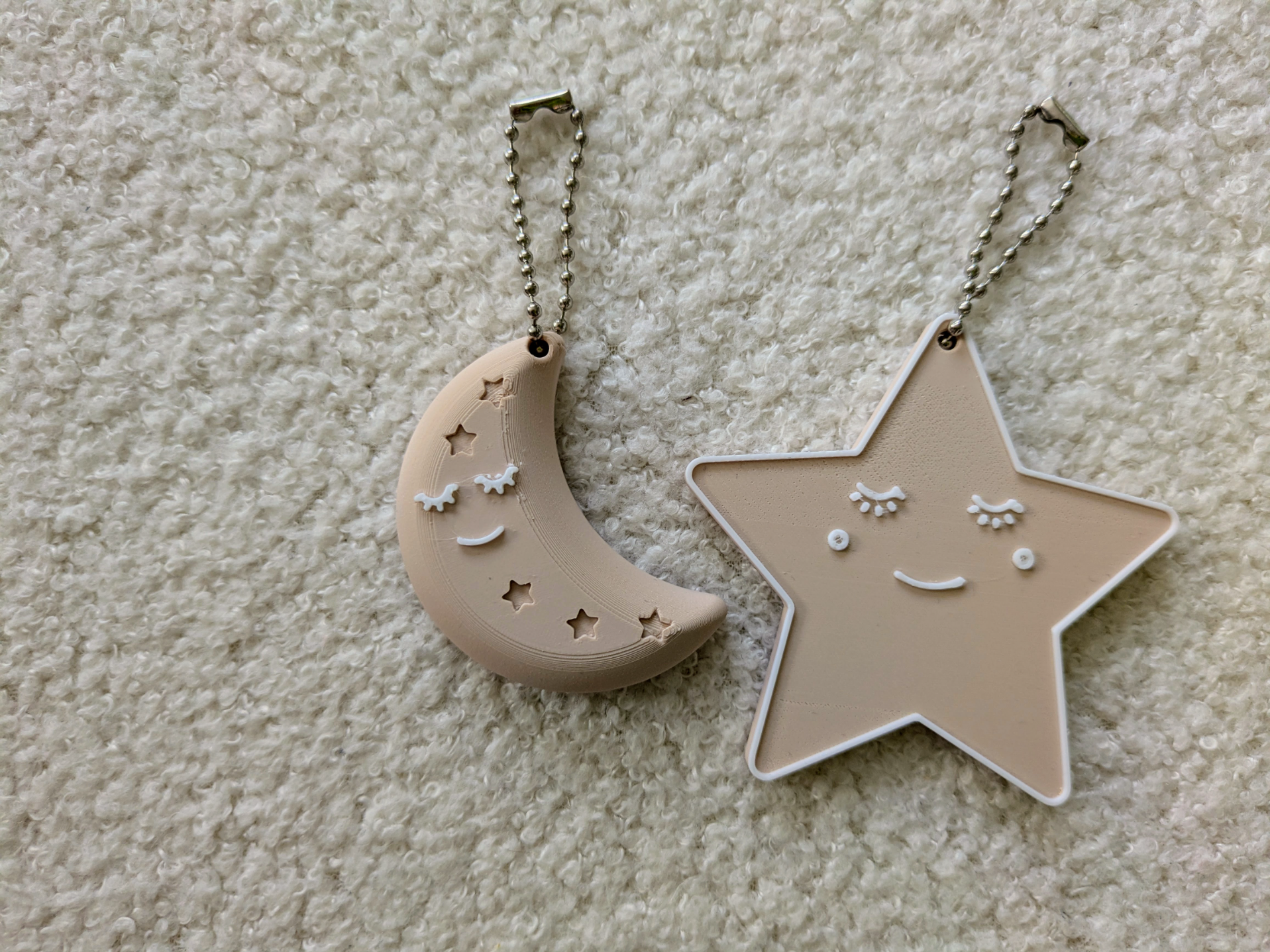 Sleepy Moon & Star Keychain Set