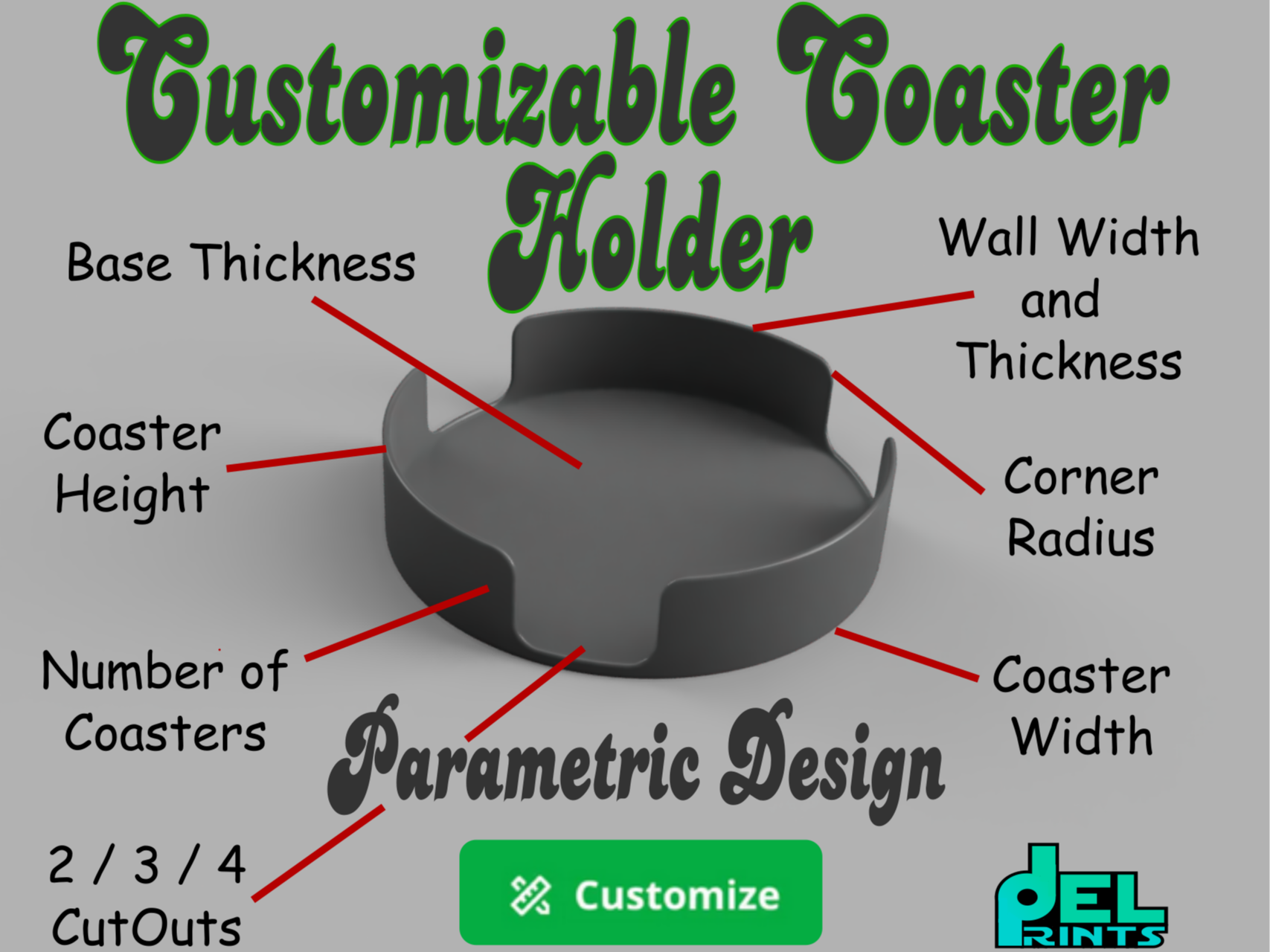 Coaster Holder - Parametric & Customizable