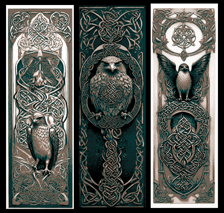 Set of 3 Celtic Knotwork Bookmarks - Symbol of the Falcon