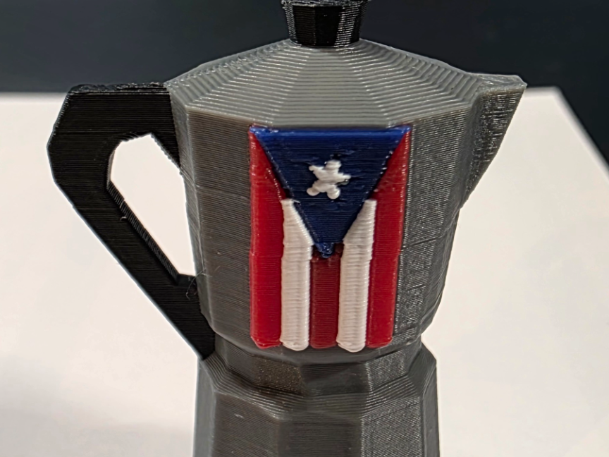 Moka Expresso Pot Straw Topper w Puerto Rican Flag