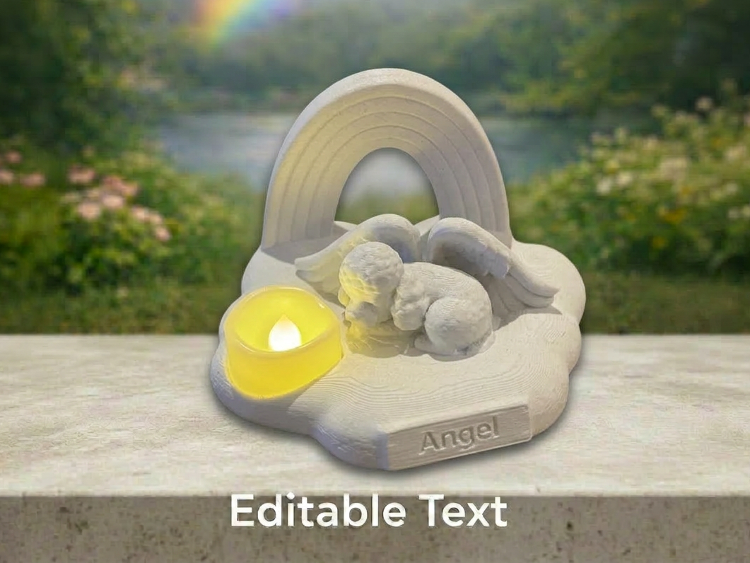 Angel Poodle on Cloud with Rainbow Memorial
