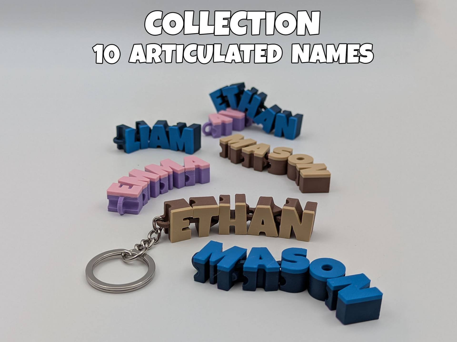 Articulated Name Keychain - Collection 10 names