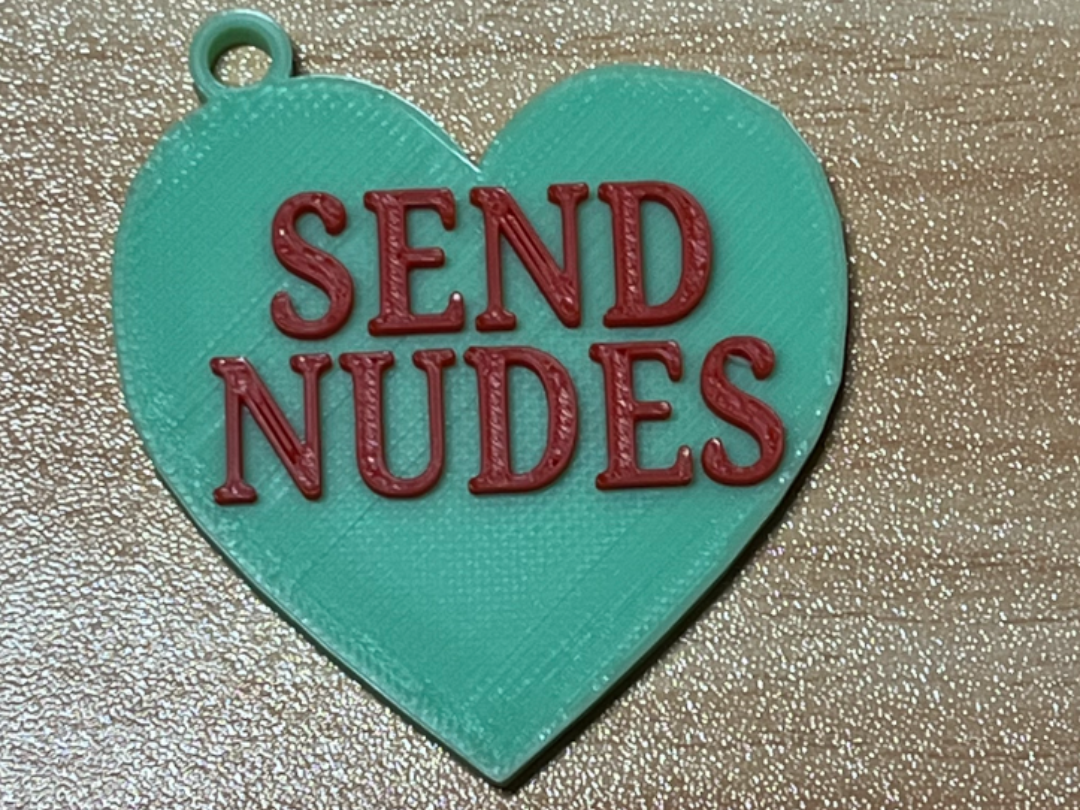 Adult Conversation Heart Keychain - Send Nudes