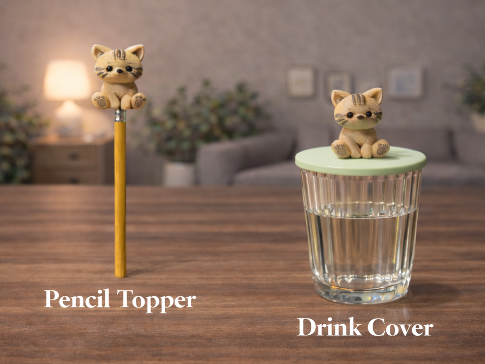 Cozy Cat Pencil Topper & Drink Cover
