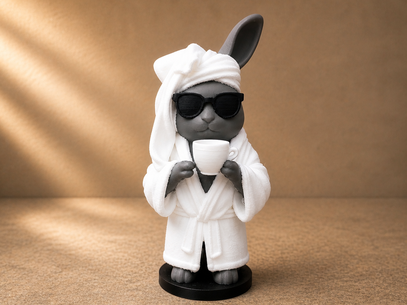 Sassy Bunny with Coffee – Cute Decor