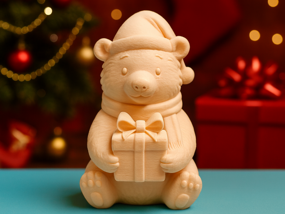 Weihnachtseisbär mit Geschenk
