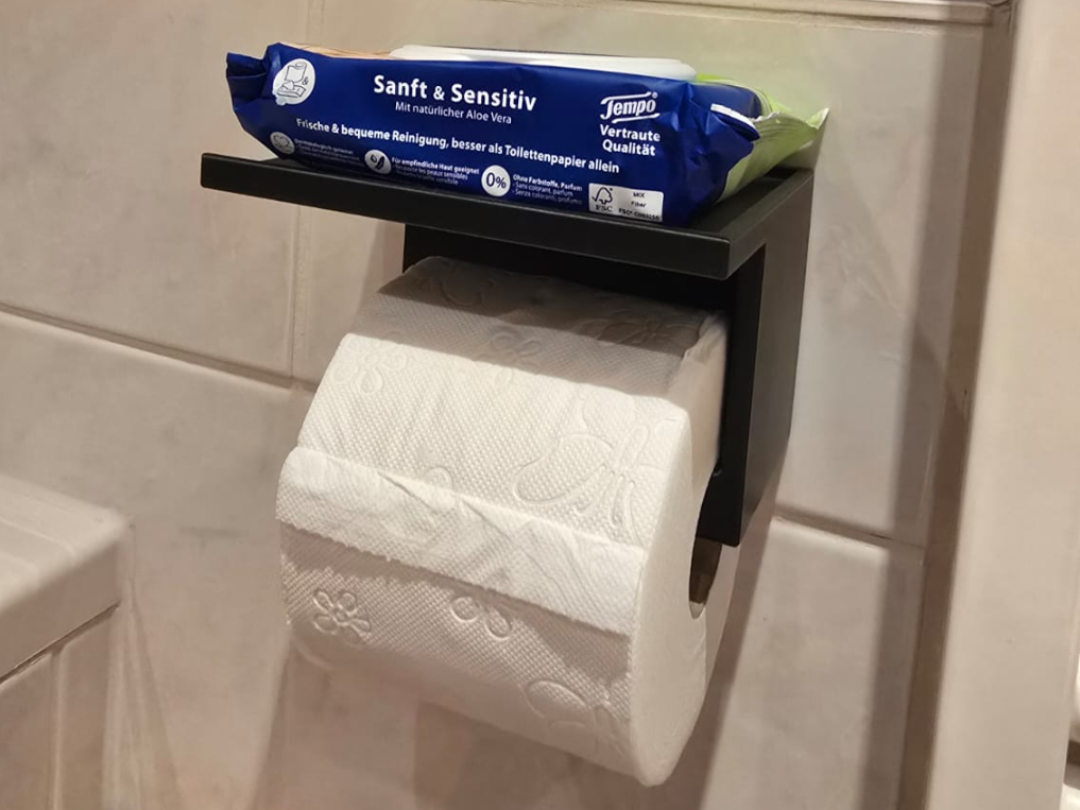 Toilettenpapier Halterung mit Ablagefach