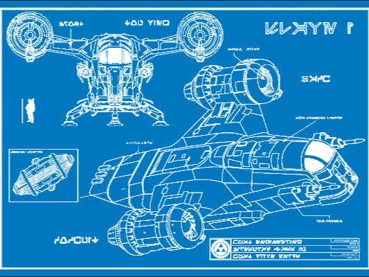 Mandalorian Razor Crest blue print HueForge