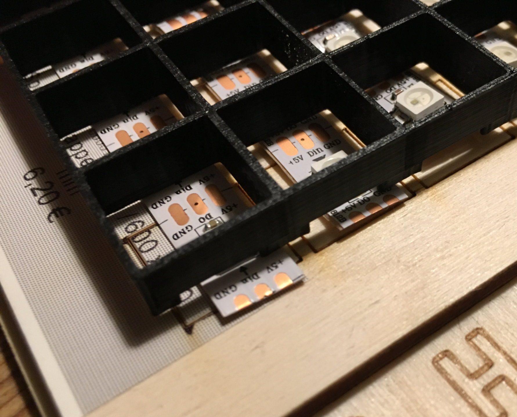 12x12 grid for WS2812B LEDs (Word Clock)