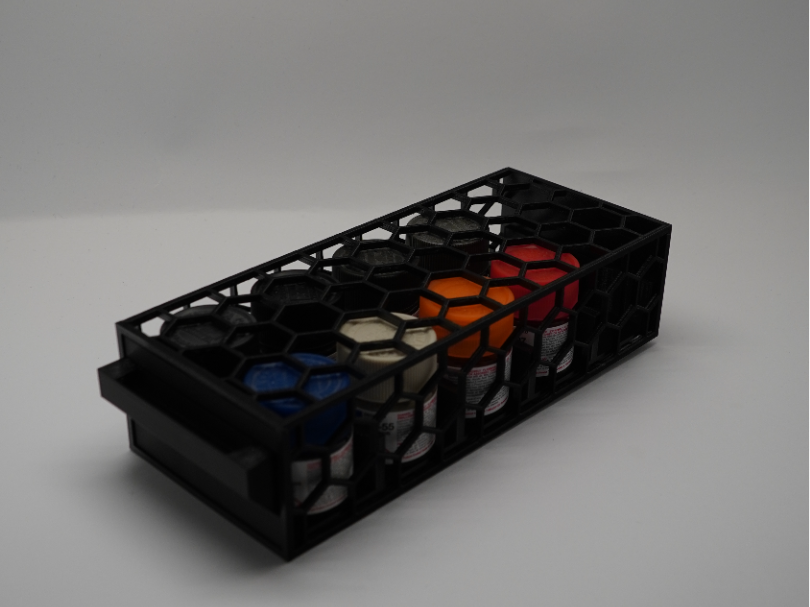Tamiya and citadel paint drawer with hex pattern
