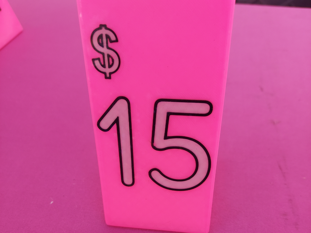 $15 Table Top Price Sign