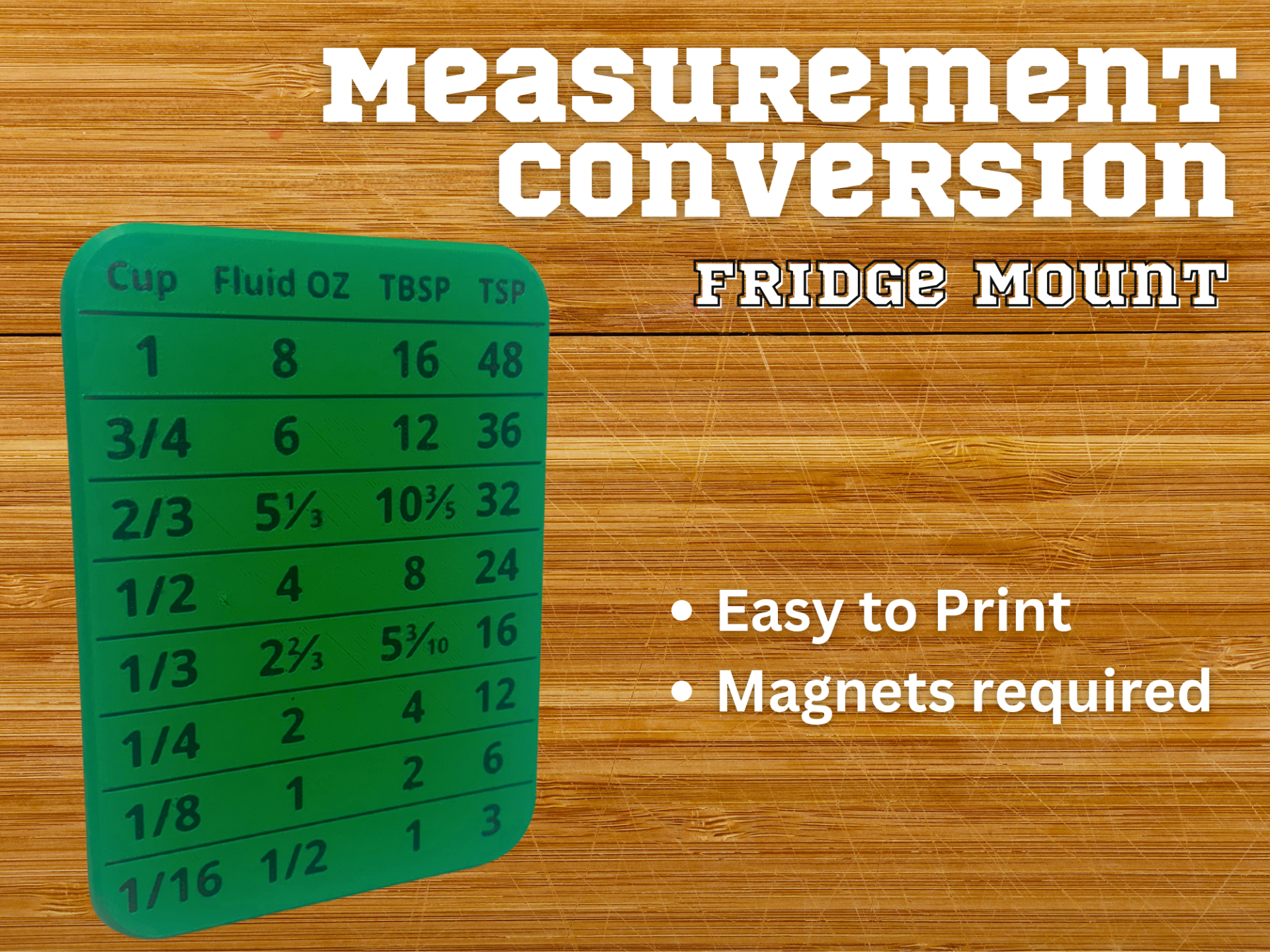 Measurement Conversion Chart  (Fridge Mountable)